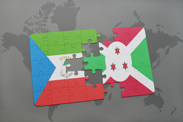 puzzle with the national flag of equatorial guinea and burundi on a world map