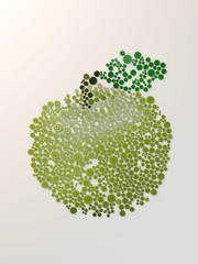 Stylized green apple with colorful buttons 3d rendering