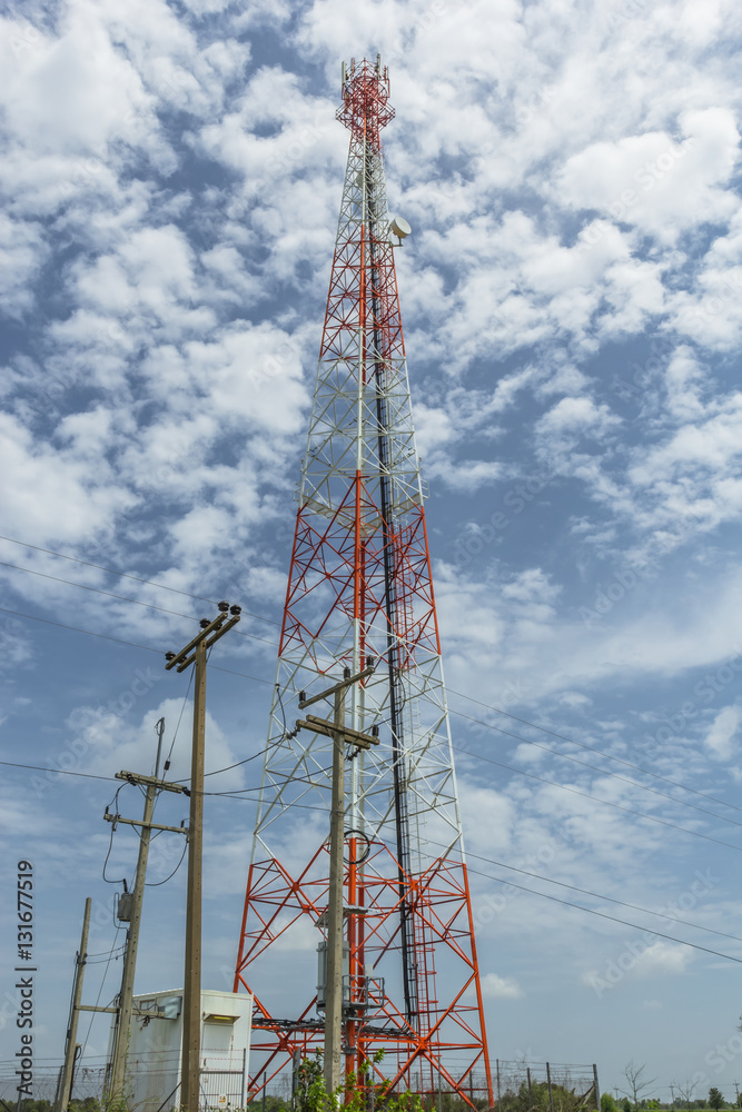 Wall mural communications tower