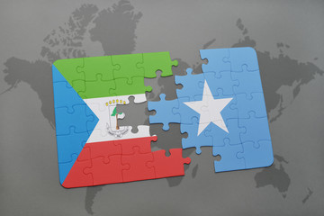 puzzle with the national flag of equatorial guinea and somalia on a world map