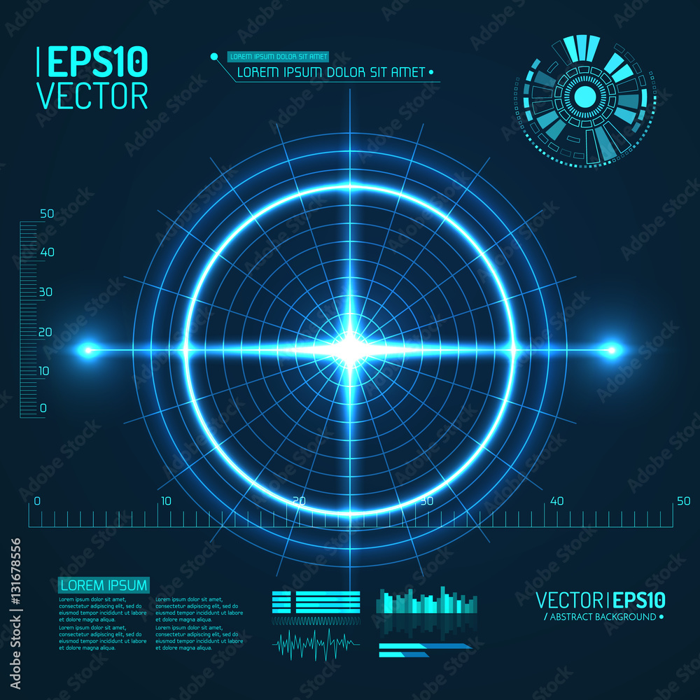 Aufkleber Neon Target isolated. Game Interface Element. Vector