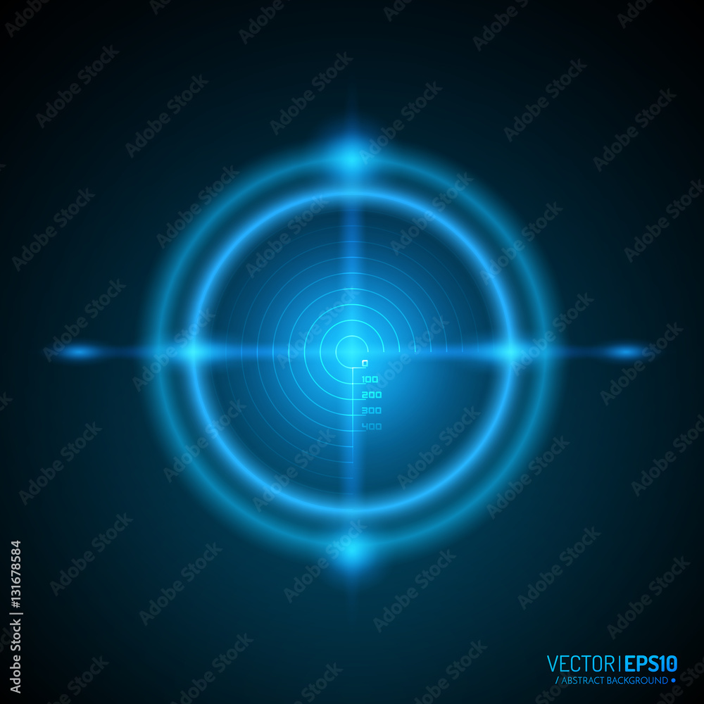 Aufkleber Neon Target isolated. Game Interface Element. Vector