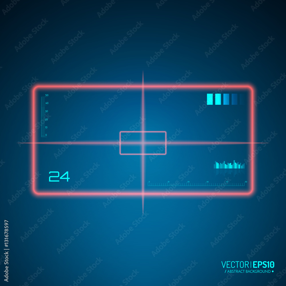 Aufkleber Sniper scope isolated. Neon target concept. Game Interface Element. Vector