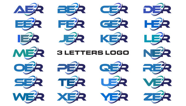 3 letters modern generic swoosh logo AER, BER, CER, DER, EER, FER, GER, HER, IER, JER, KER, LER, MER, NER, OER, PER, QER, RER, SER, TER, UER, VER, WER, XER, YER, ZER