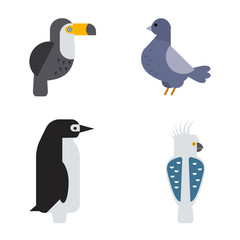 Birds vector set illustration isolated