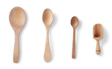 Isolated wooden spoons with clipping path