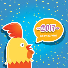 vector new year 2017 with cartoon funny rooster