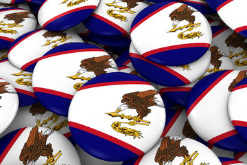 American Samoa Badges Background - Pile of American Samoan Flag Buttons 3D Illustration