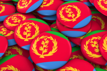 Eritrea Badges Background - Pile of Eritrean Flag Buttons 3D Illustration