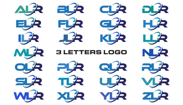 3 letters modern generic swoosh logo ALR, BLR, CLR, DLR, ELR, FLR, GLR, HLR, ILR, JLR, KLR, LLR, MLR, NLR, OLR, PLR, QLR, RLR, SLR, TLR, ULR, VLR, WLR, XLR, YLR, ZLR