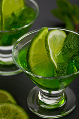 Lime and mint, Green drink for St. Patrick’s Day. Selective focus.