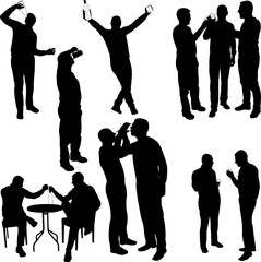 men drinking silhouettes - vector