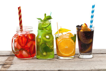 Summer Cocktails and Drinks with fruit. Selective focus.