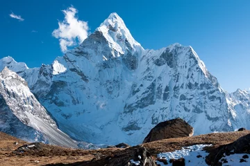 Foto auf Acrylglas Ama Dablam Summit of Mt. Ama Dablam from route to Kongma La, Himalayas, Solu Khumbu, Nepal