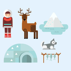 Alaska symbols vector illustration.