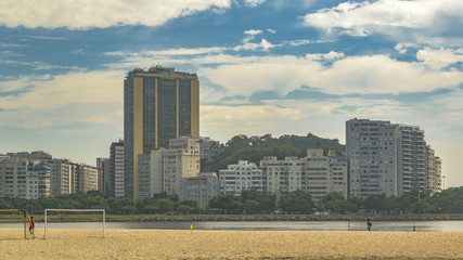 Fototapeta premium Small Beach and Modern Buildings Rio de Janeiro Brazil