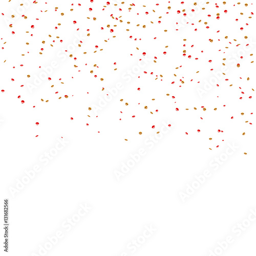 "Gold red confetti celebration isolated on white background. Falling