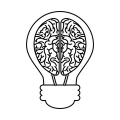 human brain organ with bulb isolated icon vector illustration design