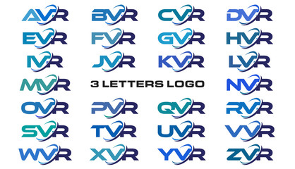 3 letters modern generic swoosh logo AVR, BVR, CVR, DVR, EVR, FVR, GVR, HVR, IVR, JVR, KVR, LVR, MVR, NVR, OVR, PVR, QVR, RVR, SVR, TVR, UVR, VVR, WVR, XVR, YVR, ZVR