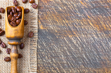 Black coffee on old background