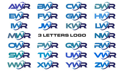3 letters modern generic swoosh logo AWR, BWR, CWR, DWR, EWR, FWR, GWR, HWR, IWR, JWR, KWR, LWR, MWR, NWR, OWR, PWR, QWR, RWR, SWR, TWR, UWR, VWR, WWR, XWR, YWR, ZWR