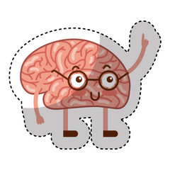 brain human kawaii character vector illustration design
