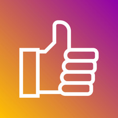 Thumb up, trusted icon in trendy flat style isolated on grey background. Internet and ecommerce symbol for your design, logo, UI. Vector illustration, EPS10.