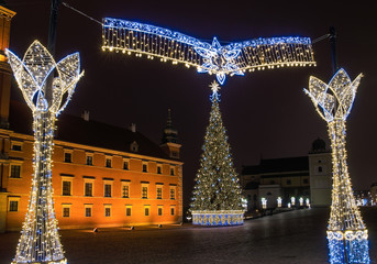 Dekoracja świąteczna na Placu Zamkowym w Warszawie