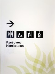 The sign of the restroom and handicapped.