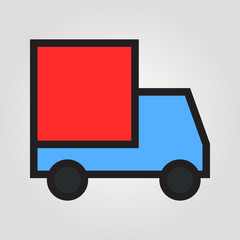 Box car truck shipping icon in trendy flat style isolated on grey background. Internet and ecommerce symbol for your design, logo, UI. Vector illustration, EPS10.