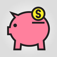 Save money pig bank icon in trendy flat style isolated on grey background. Internet and ecommerce symbol for your design, logo, UI. Vector illustration, EPS10.