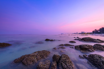sea shore after sunset at Hua Hin beach, Thailand
