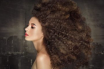 Fototapeta premium Beauty portrait of girl with afro.