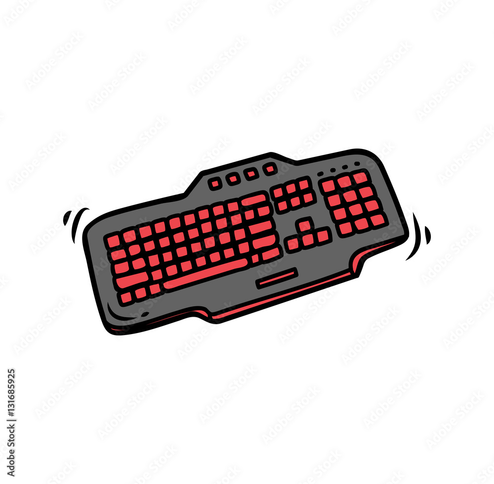 Wall mural gaming keyboard doodle