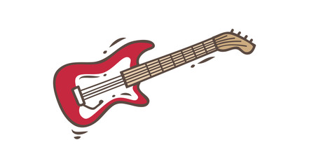Electric guitar doodle isolated on white background