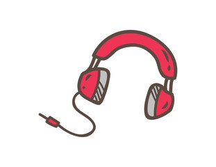 Headphone doodle isolated on white background