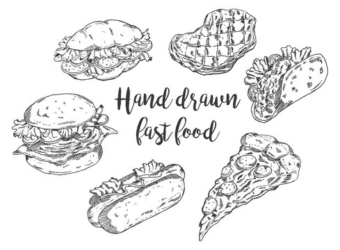 hand drawn fast food