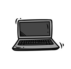 Laptop doodle isolated on white