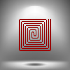 Flat paper cut style icon of floor heating