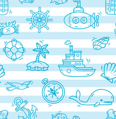 Obraz premium cartoon nautical background