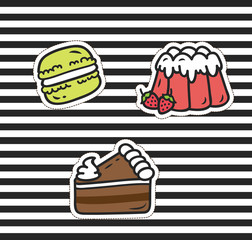 Cute cartoon patch on stripe background