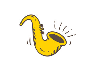 Saxophone doodle isolated on white background
