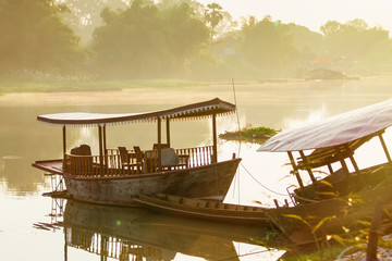 Boats in the morning on Sakae Krang River, Uthai Thani, Uthai Th