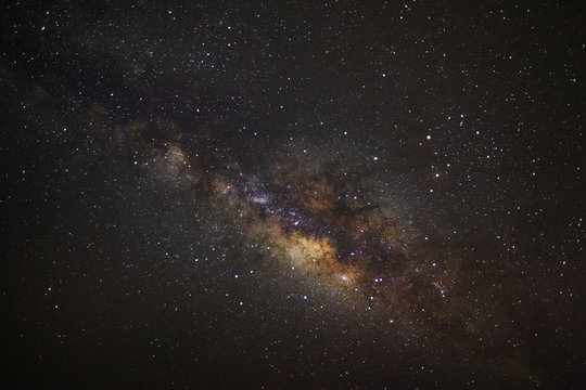 Milky Way galaxy, Long exposure photograph, with grain...