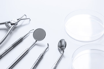 dental tools on white background close up