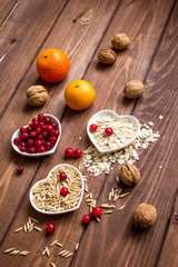 concept healthy for heart food on wooden background