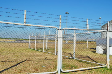Barbed wire fence of the airport