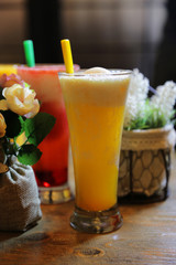 Freshly blended fruit smoothies