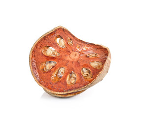 Quince dried on white background