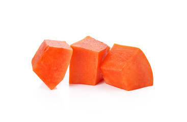 Sweet papaya fruit on white background